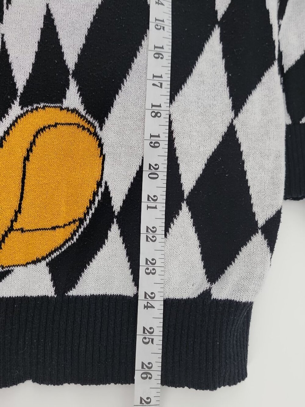 Disney Mickey Mouse Checkerboard Sweater Black White Graphic Retro Streetwear - Picture 6 of 7